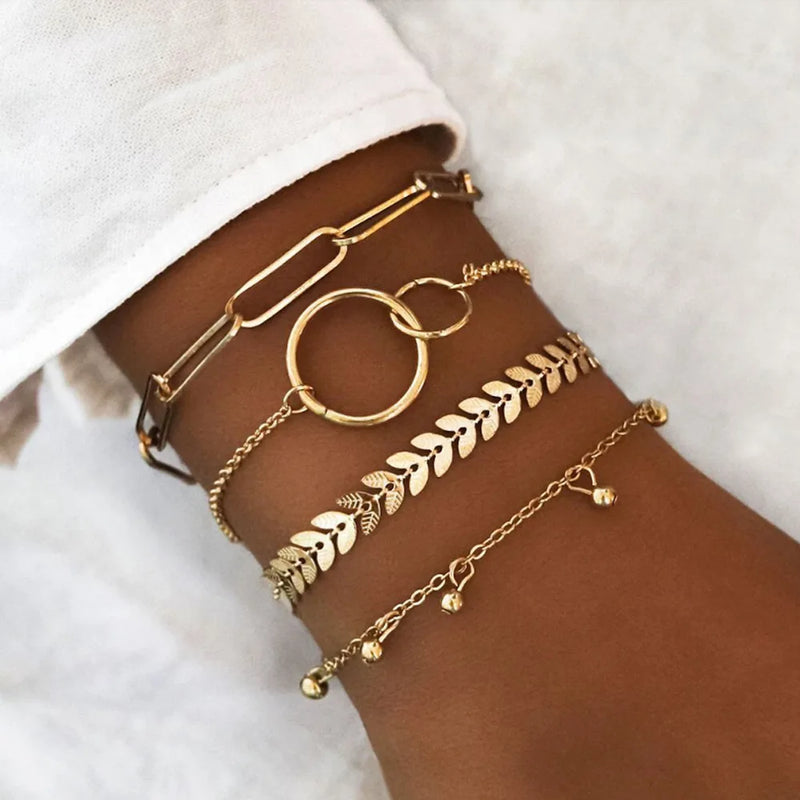 Conjunto de Pulseiras Boho com 5 Peças