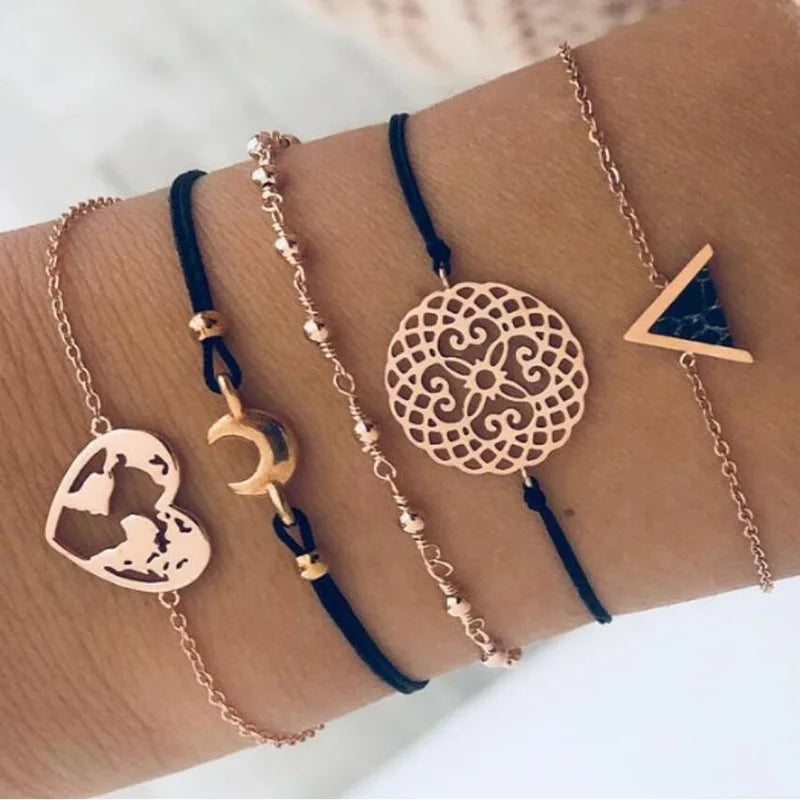 Conjunto de Pulseiras Boho com 5 Peças