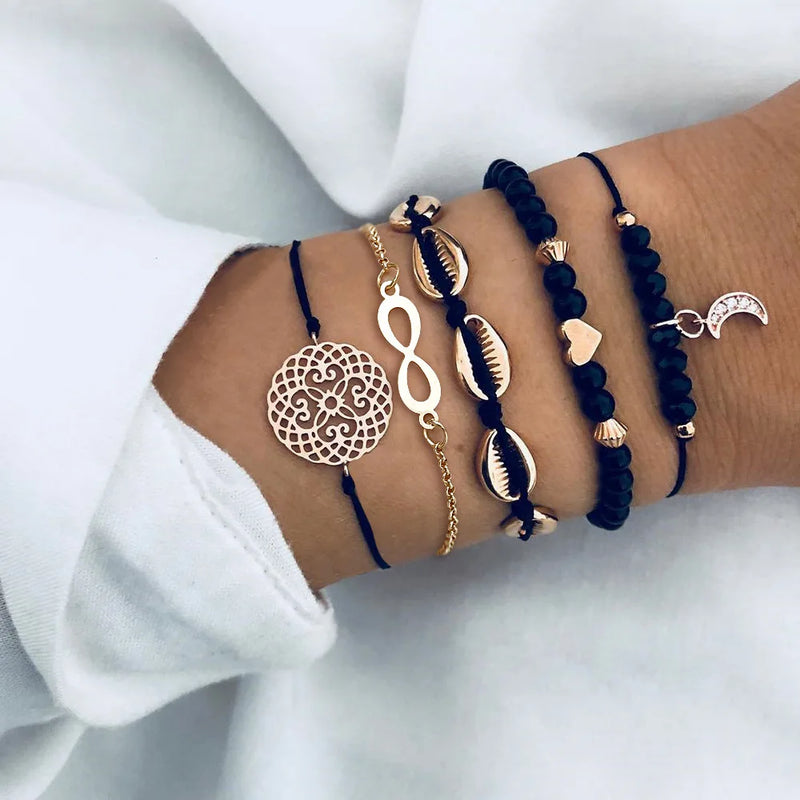 Conjunto de Pulseiras Boho com 5 Peças