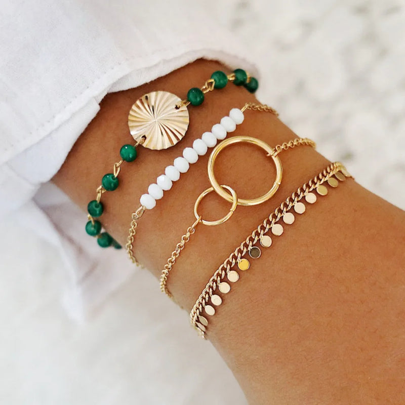 Conjunto de Pulseiras Boho com 5 Peças