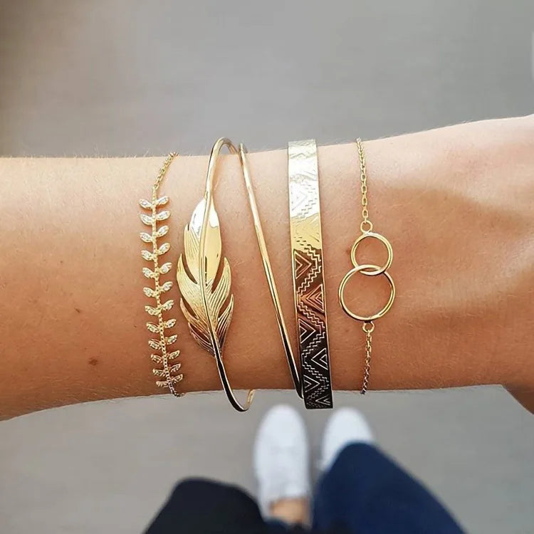 Conjunto de Pulseiras Boho com 5 Peças