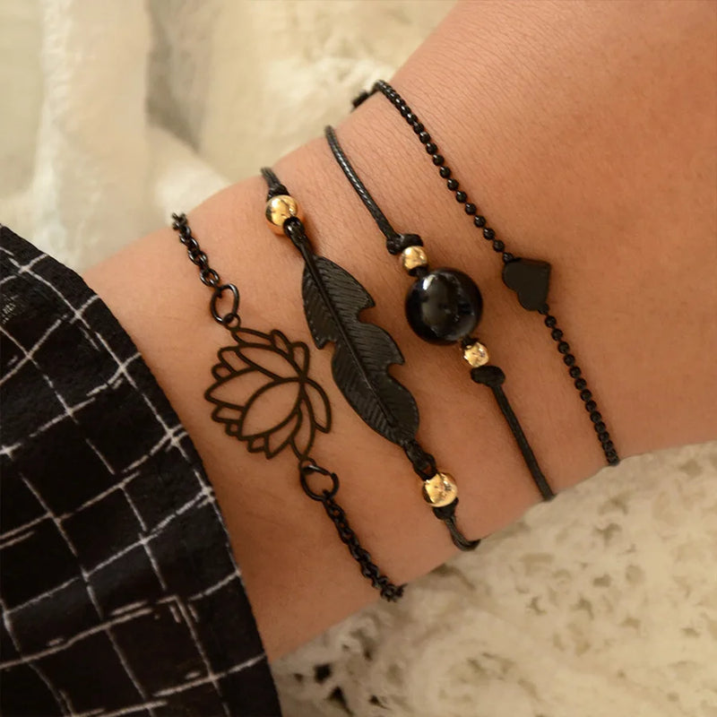 Conjunto de Pulseiras Boho com 5 Peças