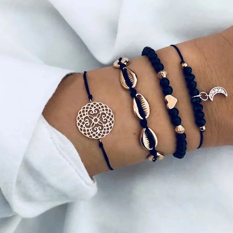 Conjunto de Pulseiras Boho com 5 Peças